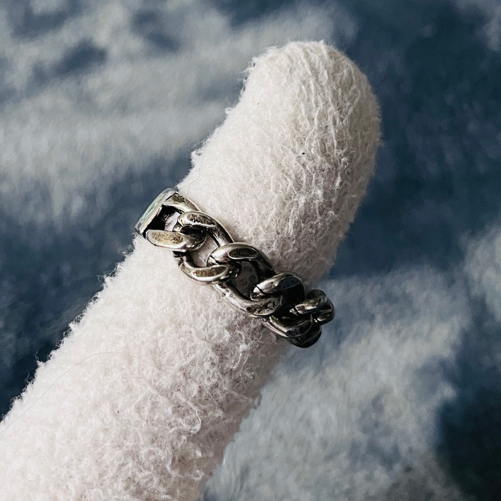 Brand New Gucci Sterling Silver Howlite Enamel Chain Ring - Size 23 US XL 10.25 - Picture 4 of 10